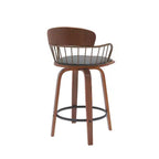 HomeRoots 26 Sgabello da bar con schienale basso girevole in similpelle grigia e marrone legno altezza bancone