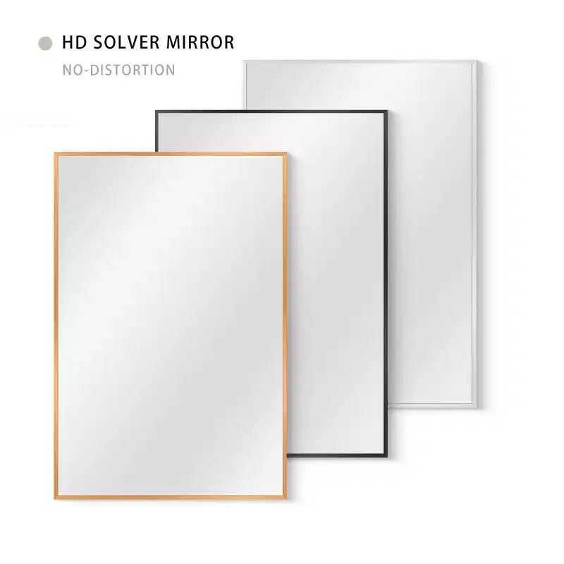 MAYEERTY 35.83x24.02x0.59in Aluminum Thin Edge Right Angle Rectangle Black Hanging Mirror