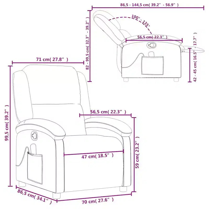 vidaXL Black Massage Recliner Chair - Adjustable Backrest & Footrest for Ultimate Relaxation