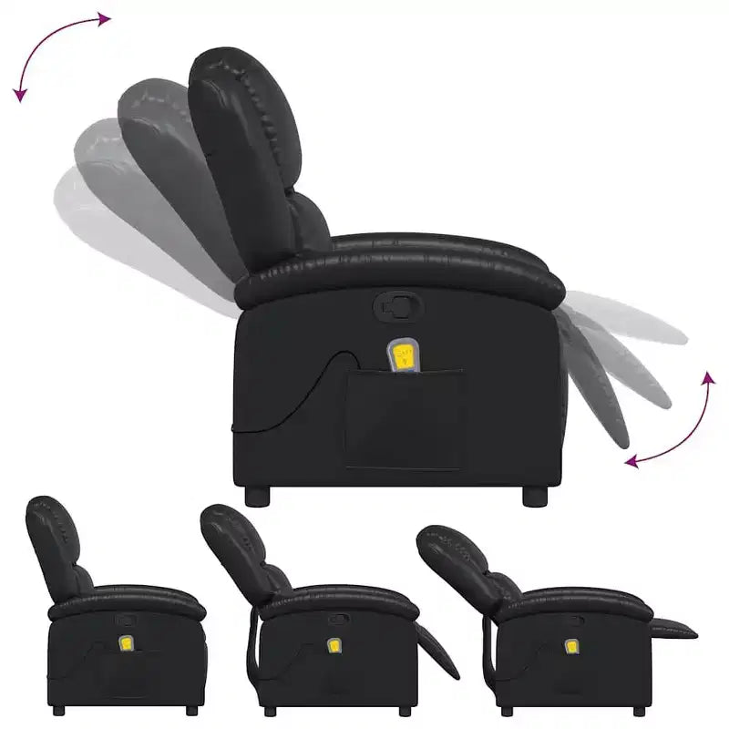 vidaXL Black Massage Recliner Chair - Adjustable Backrest & Footrest for Ultimate Relaxation