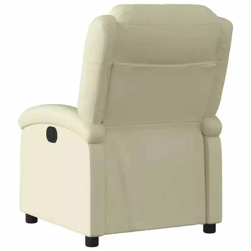 vidaXL Recliner Chair Wingback Reclining Sofa Seating Furniture Real Leather - Cream Manual Push Back No Massage