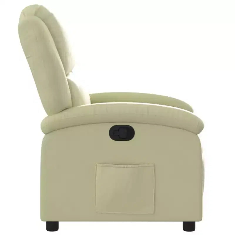 vidaXL Recliner Chair Wingback Reclining Sofa Seating Furniture Real Leather - Cream Manual Push Back No Massage