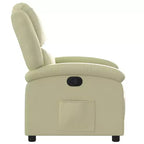 vidaXL Recliner Chair Wingback Reclining Sofa Seating Furniture Real Leather - Cream Manual Push Back No Massage