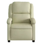 vidaXL Recliner Chair Wingback Reclining Sofa Seating Furniture Real Leather - Cream Manual Push Back No Massage