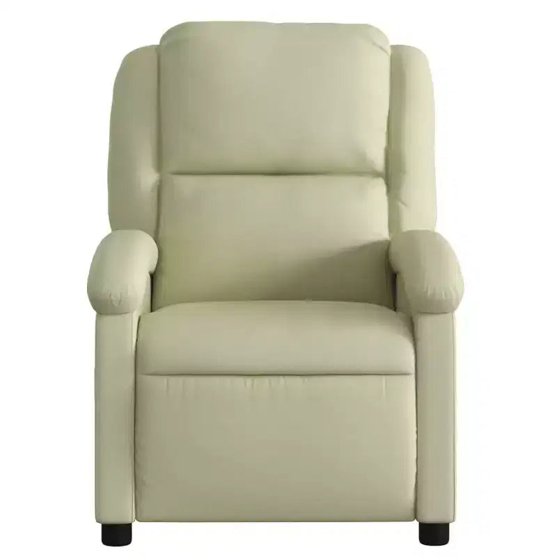 vidaXL Recliner Chair Wingback Reclining Sofa Seating Furniture Real Leather - Cream Manual Push Back No Massage