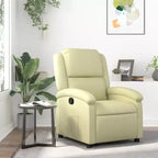 vidaXL Recliner Chair Wingback Reclining Sofa Seating Furniture Real Leather - Cream Manual Push Back No Massage