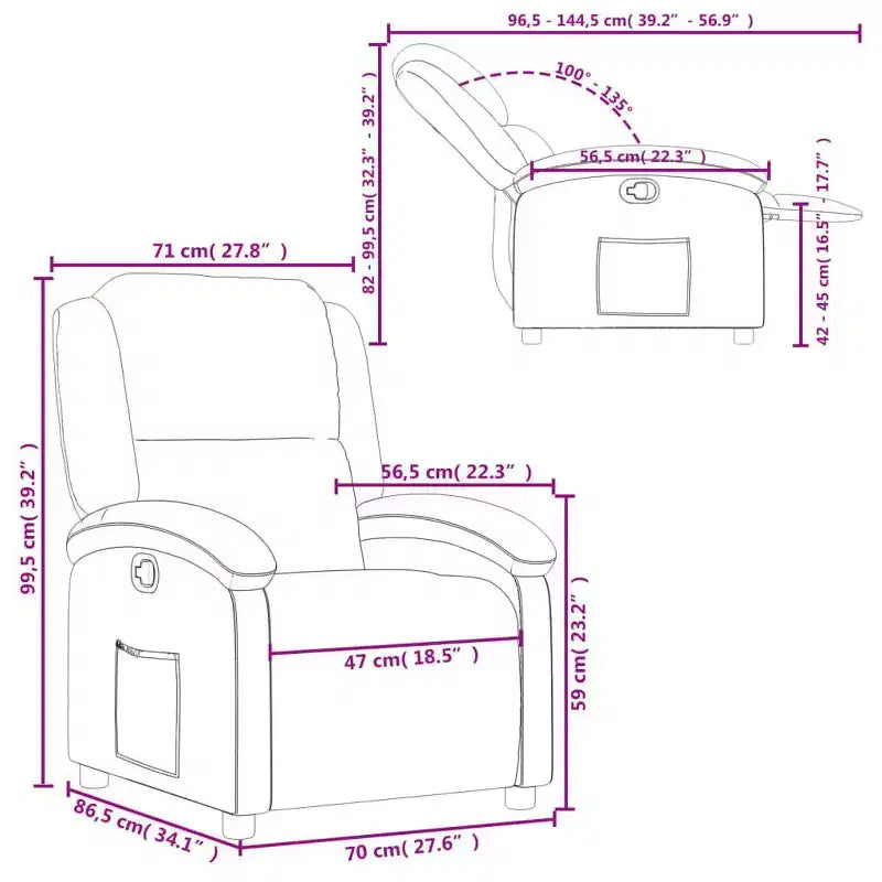 vidaXL Recliner Chair Wingback Reclining Sofa Seating Furniture Real Leather - Cream Manual Push Back No Massage