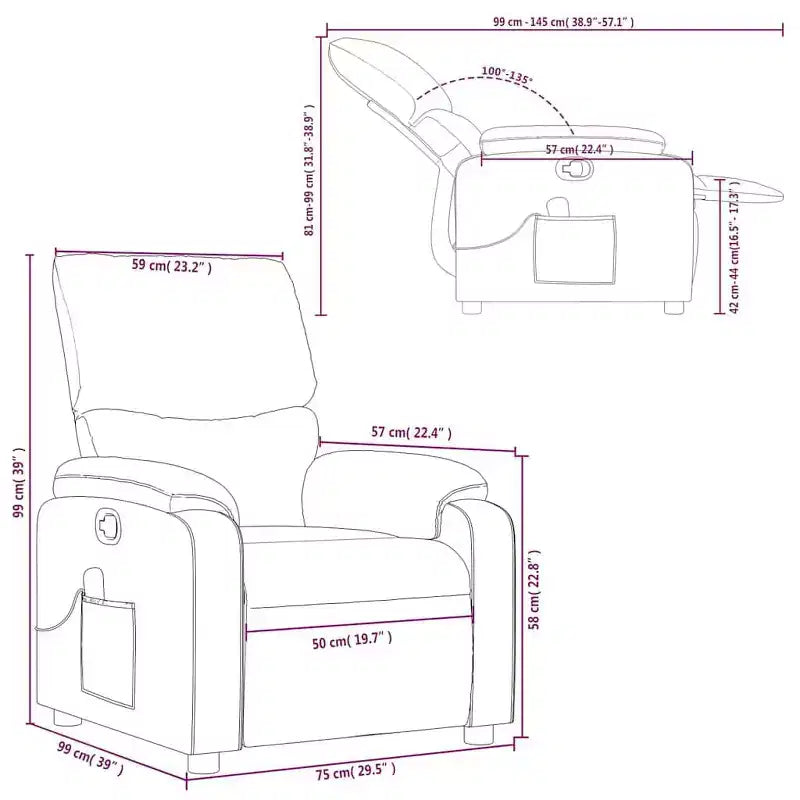 vidaXL Massage Recliner Chair Black Faux leather, metal, plywood Single