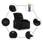vidaXL Massage Recliner Chair Black Faux leather, metal, plywood Single