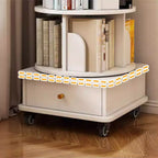 Chic Crate 6-Tier 360 Rotating Bookshelf with Wheels & Drawer, Space-Saving Bookcase for Bedroom & Home Office
