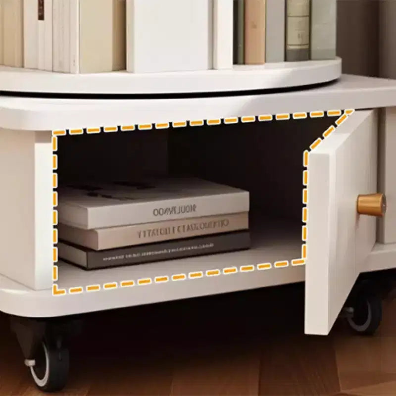 Chic Crate 6-Tier 360 Rotating Bookshelf with Wheels & Drawer, Space-Saving Bookcase for Bedroom & Home Office