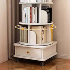 Chic Crate 6-Tier 360 Rotating Bookshelf with Wheels & Drawer, Space-Saving Bookcase for Bedroom & Home Office