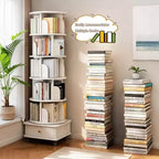 Chic Crate 6-Tier 360 Rotating Bookshelf with Wheels & Drawer, Space-Saving Bookcase for Bedroom & Home Office