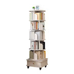Chic Crate 6-Tier 360 Rotating Bookshelf with Wheels & Drawer, Space-Saving Bookcase for Bedroom & Home Office