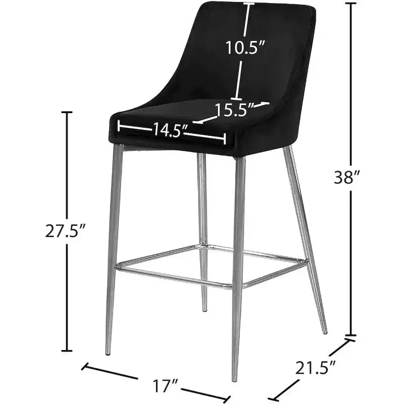 Meridian Furniture, Sgabello Karina in velluto nero, set da 2