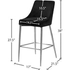 Meridian Furniture, Sgabello Karina in velluto nero, set da 2