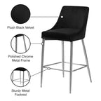 Meridian Furniture, Sgabello Karina in velluto nero, set da 2