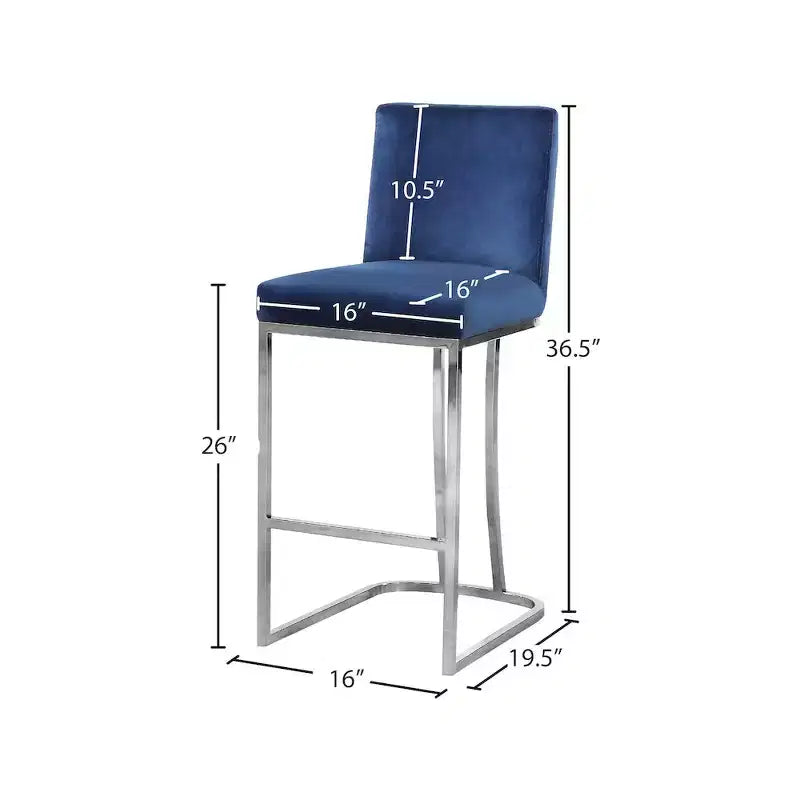 Meridian Furniture, Sgabello in velluto blu Heidi