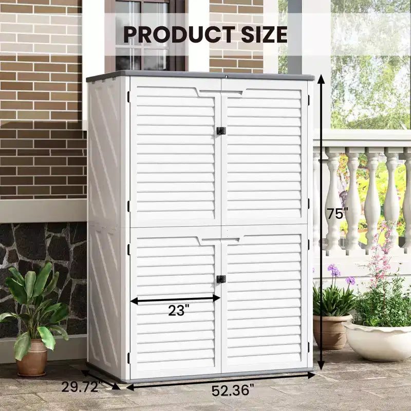 Outdoor Resin Storage Sheds, 64 Cu.Ft Outdoor Waterproof Storage Cabinet for Garage, Tools, Sofa Cushion, Outdoor Storage