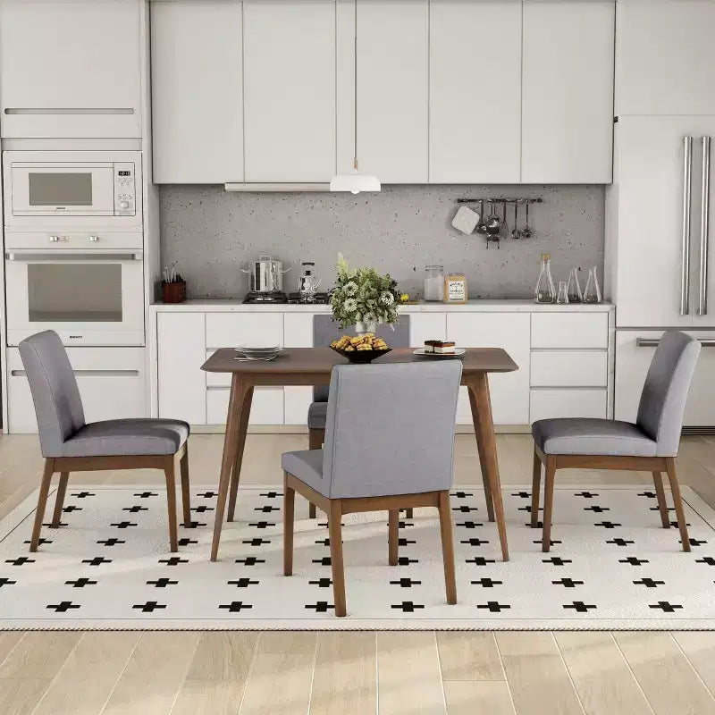 Merax 5-Piece Mid-Century Modern Dining Set with 4 Upholstered Chairs