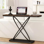 Bekrvio 47.4 Farmhouse Console Table - Rustic Entryway Table with Black Metal Frame | Narrow Sofa Table for Living Room, Hallway, Foyer