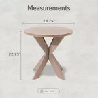 COZAYH Farmhouse Round Wooden End Table with Cross Legs, Vintage Grey Finish