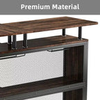 MAYEERTY L-Shape Corner Home Bar Cabinet, Metal & E1 MDF Liquor Storage with 12 Wine Glass Racks & Footrest, Metal Mesh Bottle Guard