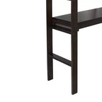 MATEERTY Letto a Castello Singolo in Legno con Scrivania Integrata, Sponde di Sicurezza, Scaletta, Marrone