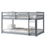 MATEERTY in Legno Massello, Letto a Castello Gemello con Scala, Piattaforme Letto Superiore e Inferiore Realizzate con Doghe Rinforzate Grigio