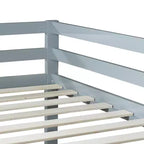 MATEERTY in Legno Massello, Letto a Castello Gemello con Scala, Piattaforme Letto Superiore e Inferiore Realizzate con Doghe Rinforzate Grigio