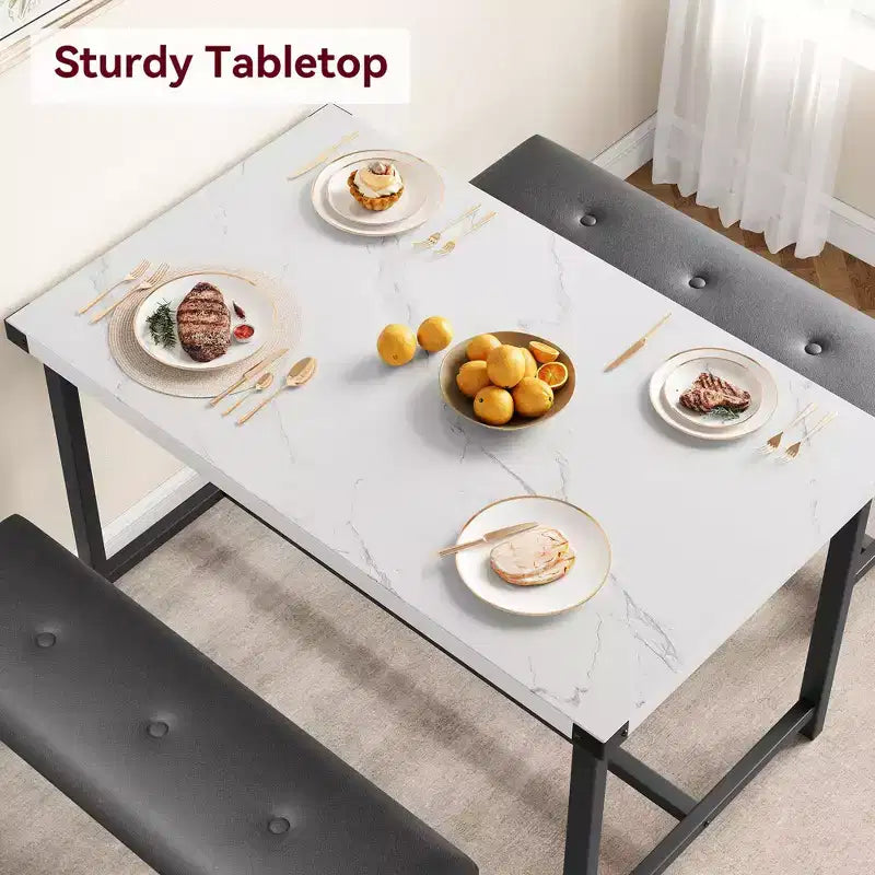 Set tavolo da pranzo da 3 pezzi, con 2 panche imbottite