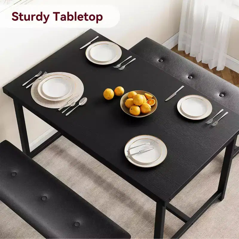 Set tavolo da pranzo da 3 pezzi, con 2 panche imbottite