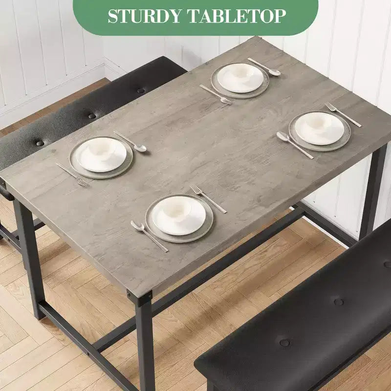 Set tavolo da pranzo da 3 pezzi, con 2 panche imbottite