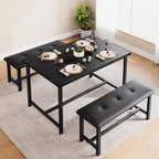 3 Piece Dining Room Table Set, with 2 Upholstered Benches