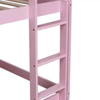 MATEERTY, Letto a castello in legno massello, con scaletta, piattaforme superiore e inferiore realizzate con doghe rinforzate, rosa