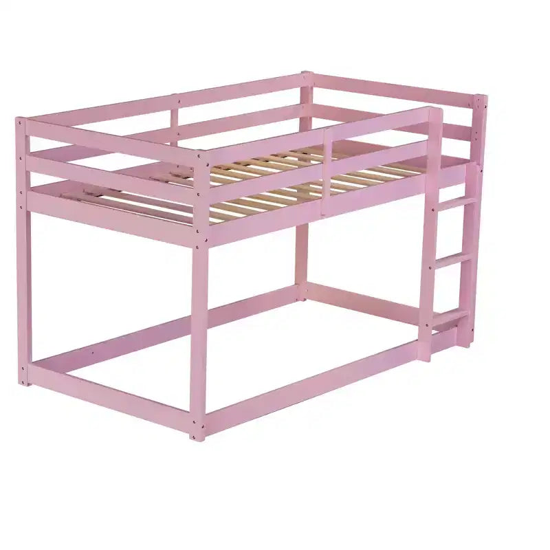 MATEERTY, Letto a castello in legno massello, con scaletta, piattaforme superiore e inferiore realizzate con doghe rinforzate, rosa