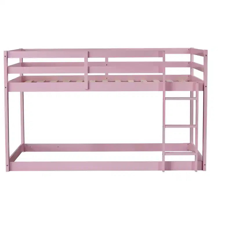 MATEERTY, Letto a castello in legno massello, con scaletta, piattaforme superiore e inferiore realizzate con doghe rinforzate, rosa