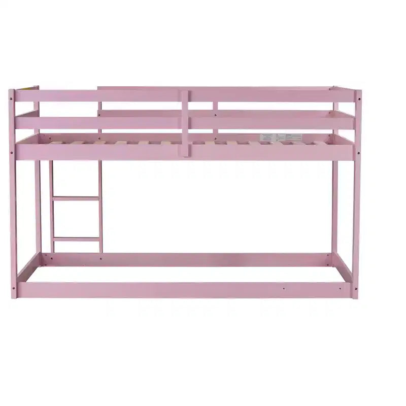 MATEERTY, Letto a castello in legno massello, con scaletta, piattaforme superiore e inferiore realizzate con doghe rinforzate, rosa