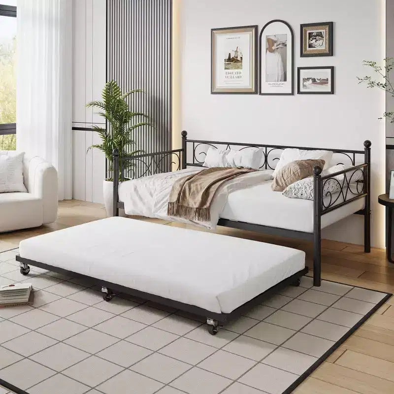 Divano letto singolo con letto estraibile, telaio in metallo resistente per letto singolo con letto estraibile