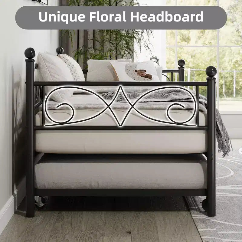 Divano letto singolo con letto estraibile, telaio in metallo resistente per letto singolo con letto estraibile