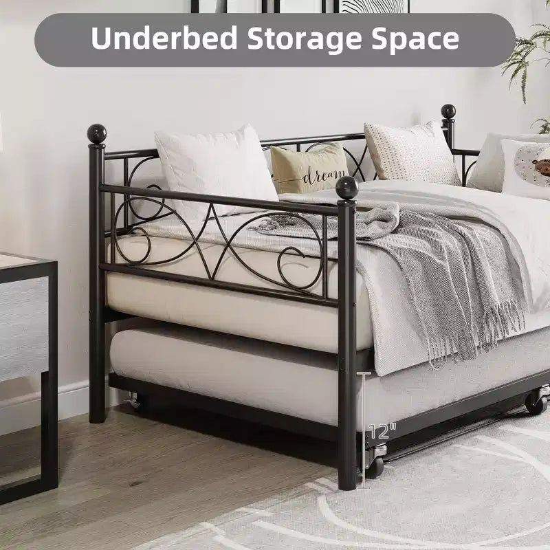 Divano letto singolo con letto estraibile, telaio in metallo resistente per letto singolo con letto estraibile