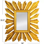 Storied Home Sunburst Rectangular Wall Mirror, Gold