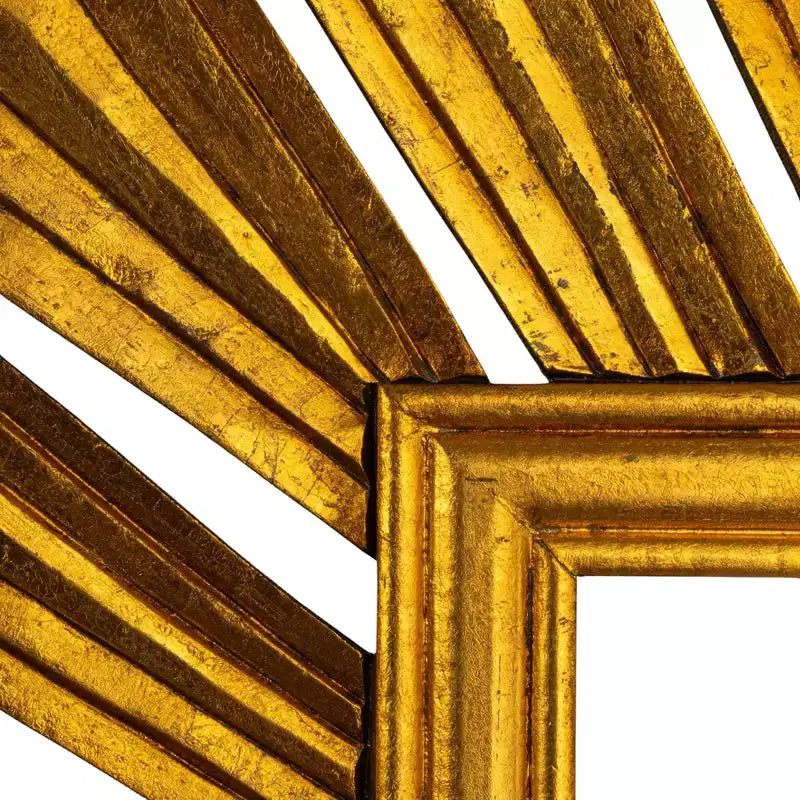 Storied Home Sunburst Rectangular Wall Mirror, Gold