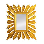 Storied Home Sunburst Rectangular Wall Mirror, Gold