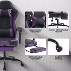 Sedia da gaming, sedia ergonomica da ufficio con poggiapiedi e supporto lombare massaggiante, sedia da videogioco girevole regolabile in altezza