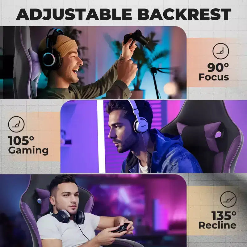 Sedia da gaming, sedia ergonomica da ufficio con poggiapiedi e supporto lombare massaggiante, sedia da videogioco girevole regolabile in altezza