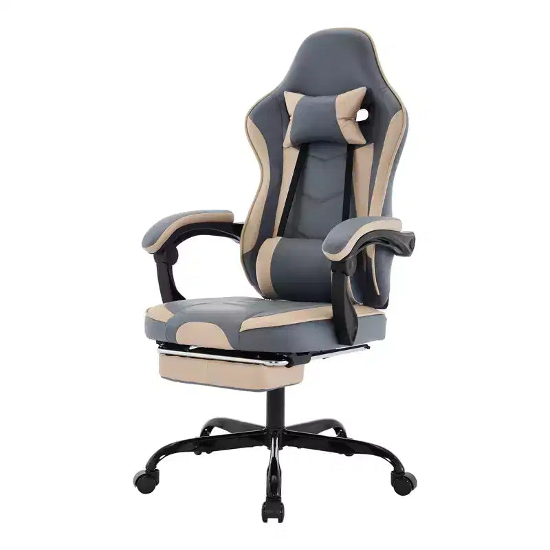 Sedia da gaming, sedia ergonomica da ufficio con poggiapiedi e supporto lombare massaggiante, sedia da videogioco girevole regolabile in altezza