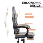 Sedia da gaming, sedia ergonomica da ufficio con poggiapiedi e supporto lombare massaggiante, sedia da videogioco girevole regolabile in altezza