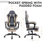 Sedia da gaming, sedia ergonomica da ufficio con poggiapiedi e supporto lombare massaggiante, sedia da videogioco girevole regolabile in altezza