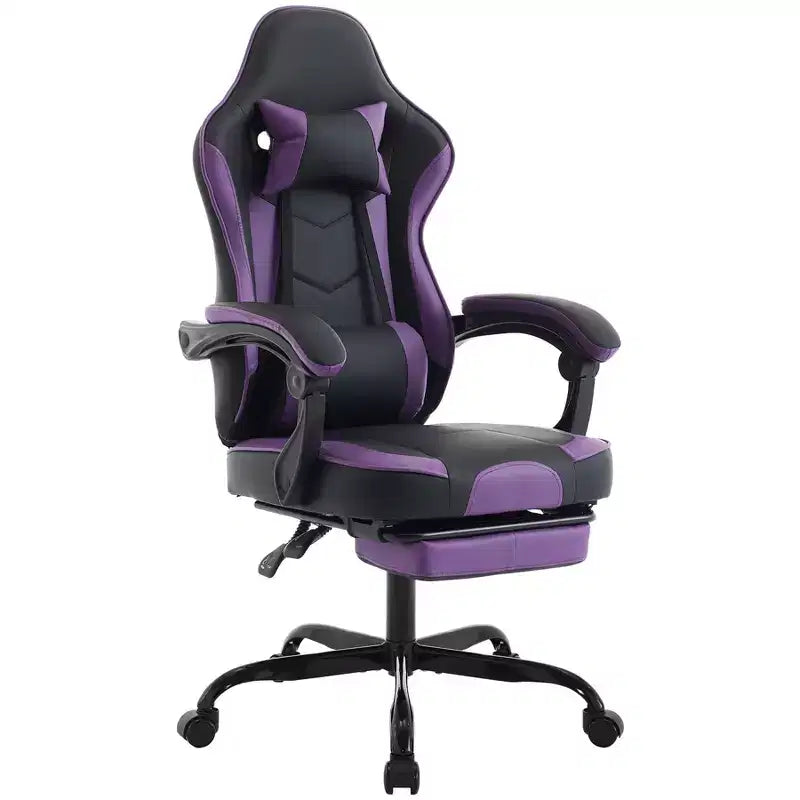 Sedia da gaming, sedia ergonomica da ufficio con poggiapiedi e supporto lombare massaggiante, sedia da videogioco girevole regolabile in altezza